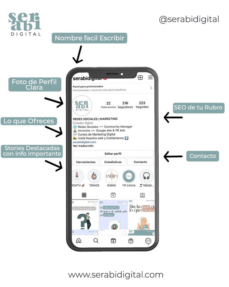 Captura de un perfil de Instagram bien optimizado con imagen profesional.