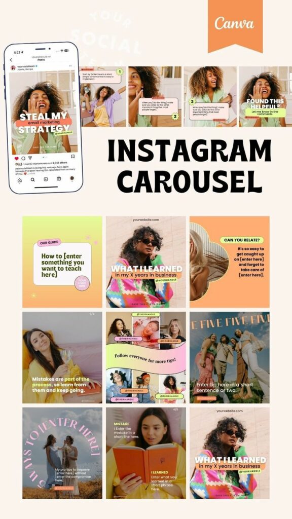 Ejemplo de carrusel informativo para Instagram.